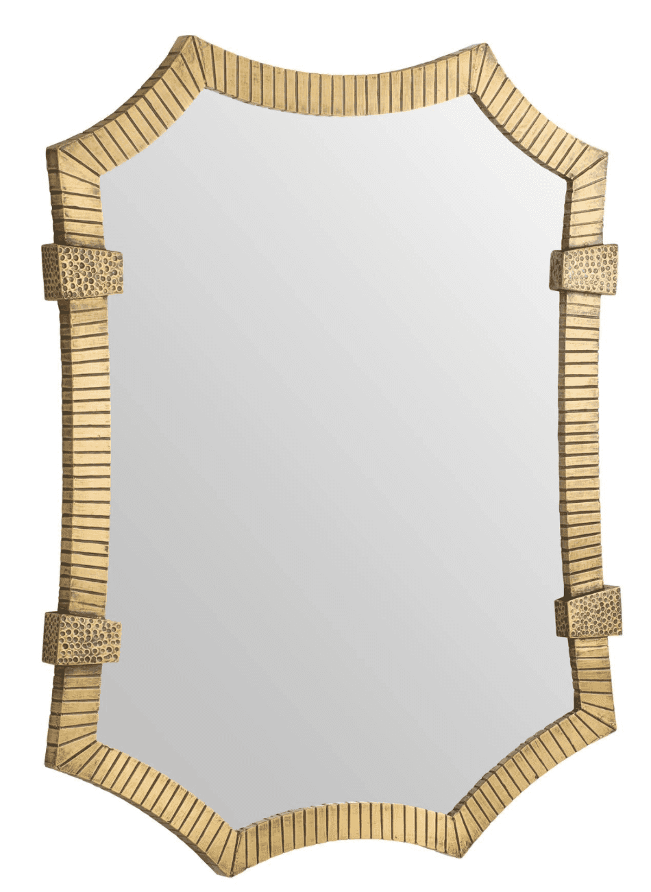 A decorative wall mirror with an ornate, textured frame. The frame has a complex, multi-faceted shap… — free OBJ 3D model
