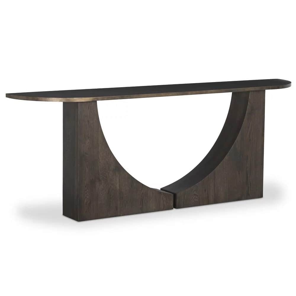 A long, narrow table with a flat, rectangular top and two C-shaped bases. The top appears to be a da… — free OBJ 3D model