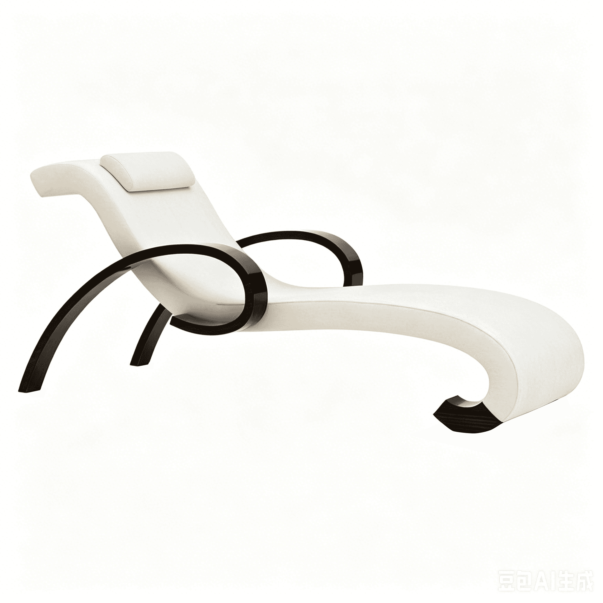 A modern chaise lounge featuring a sleek, curvaceous design. The main body is upholstered in a light… — 3D model