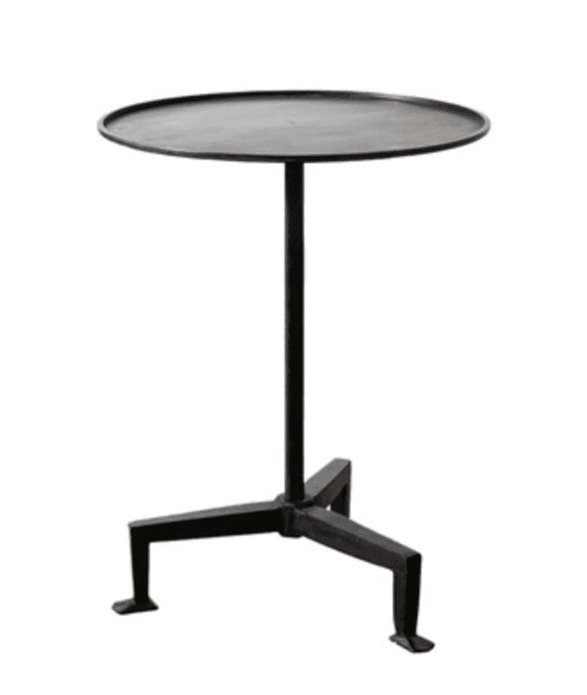 A minimalist side table featuring a circular, slightly dished top supported by a single central colu… — free STL 3D model