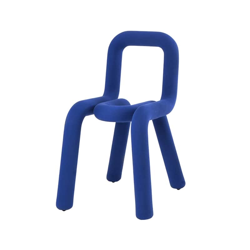 A modern, sculptural chair with a tubular, continuous form, upholstered in bright cobalt blue velvet… — free OBJ 3D model