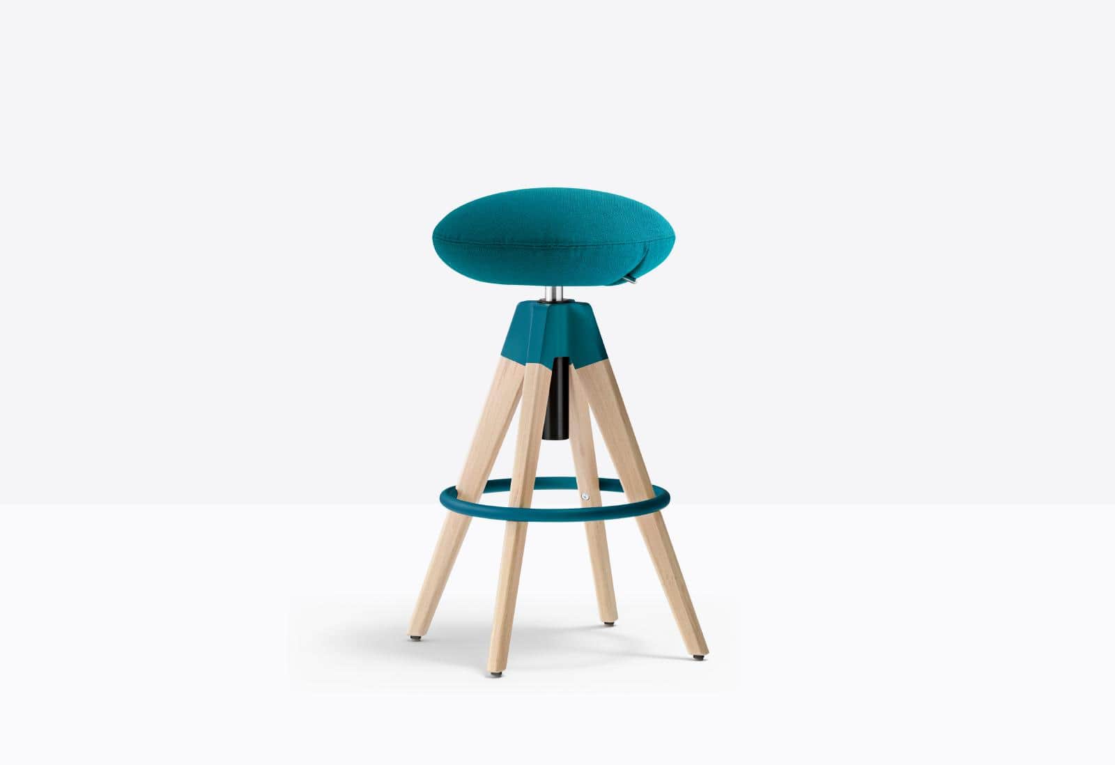 A modern bar stool with a distinctive design. It features a cushioned, oval-shaped seat upholstered… — free FBX 3D model