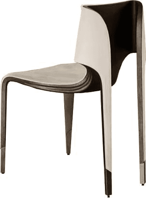 A contemporary, armless side chair featuring a unique sculptural form with a dark metallic finish. T… — 3D model