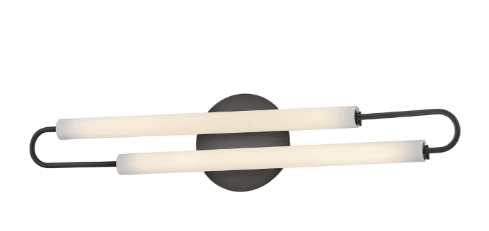 A modern linear LED wall sconce featuring two horizontal frosted cylindrical diffusers, supported by… — 3D model