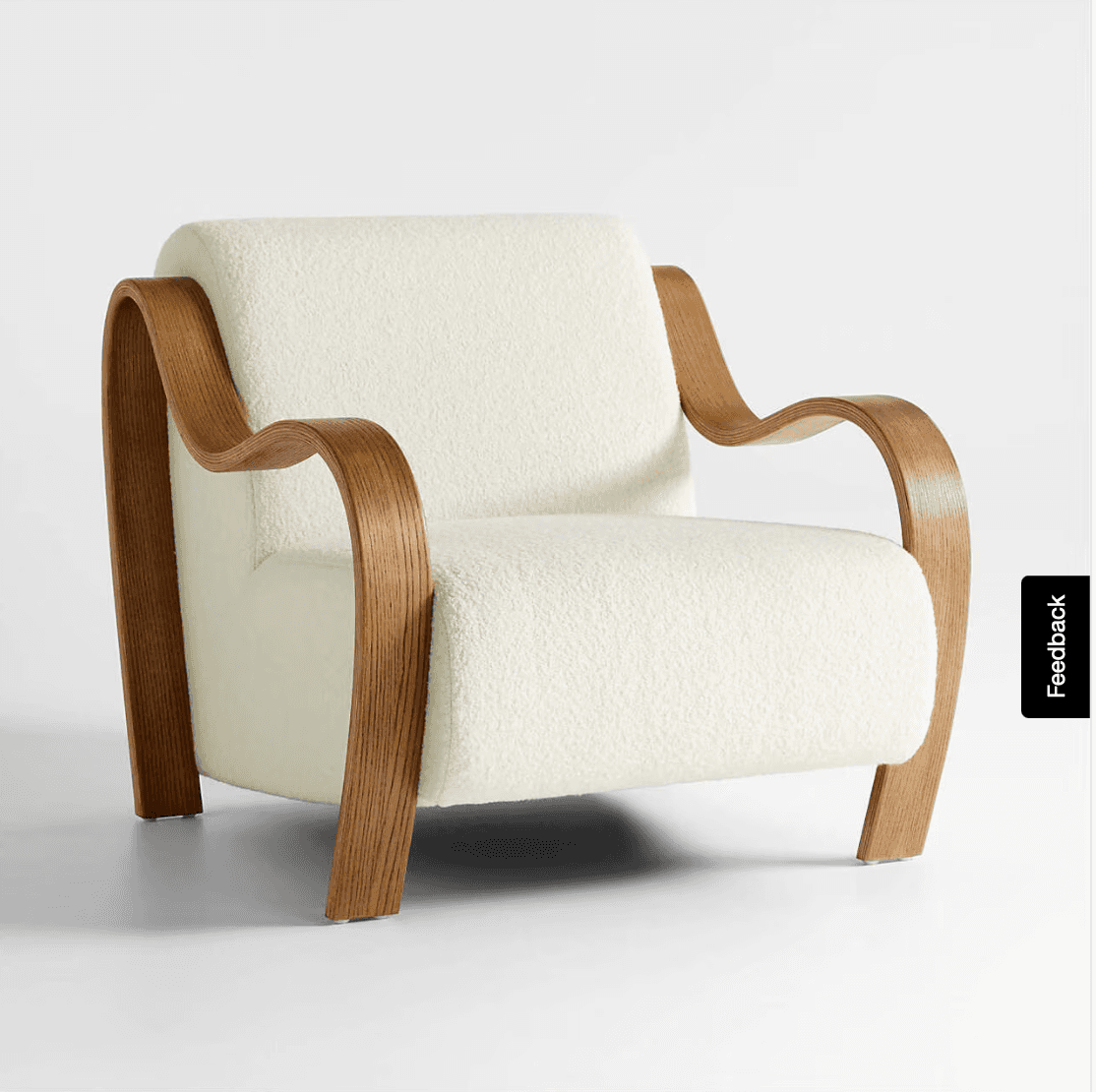 An armchair featuring a continuous bentwood frame that forms the armrests and front legs, complement… — free FBX 3D model