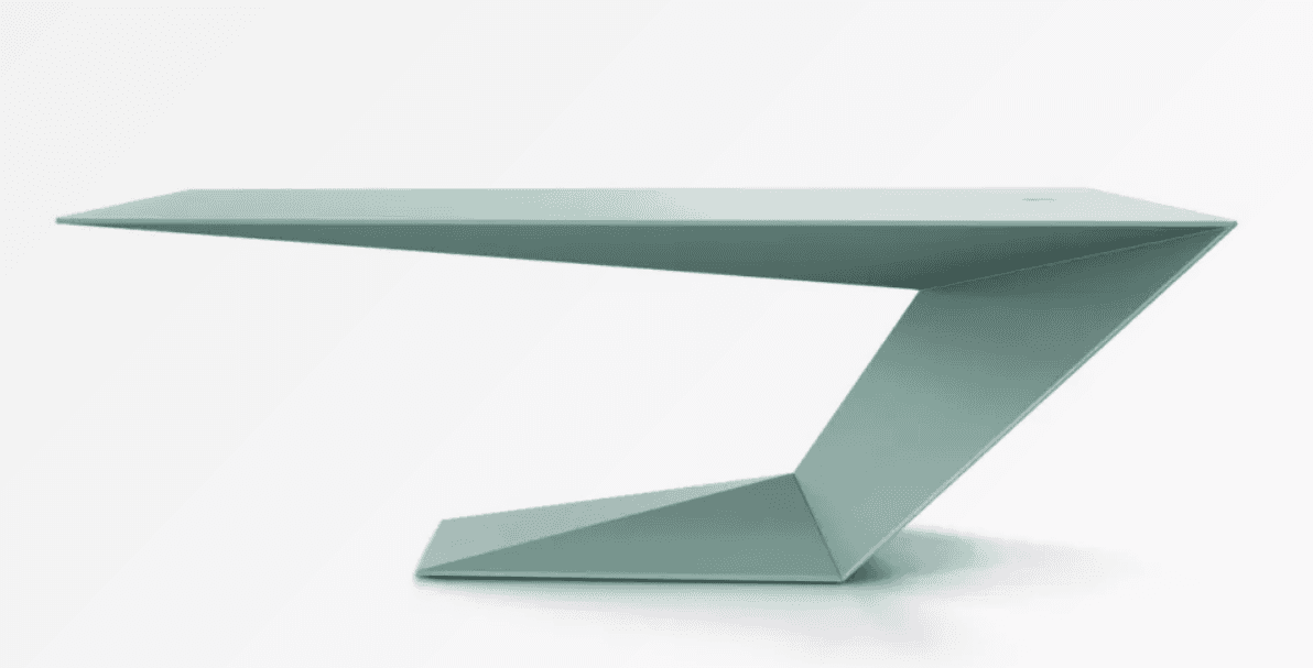 A modern desk with a striking, geometric design. The desk features a thin, cantilevered tabletop tha… — free OBJ 3D model