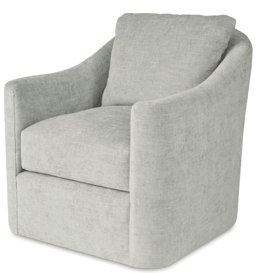 A light grey upholstered barrel-style chair with a loose seat cushion and a loose back cushion, feat… — 3D model