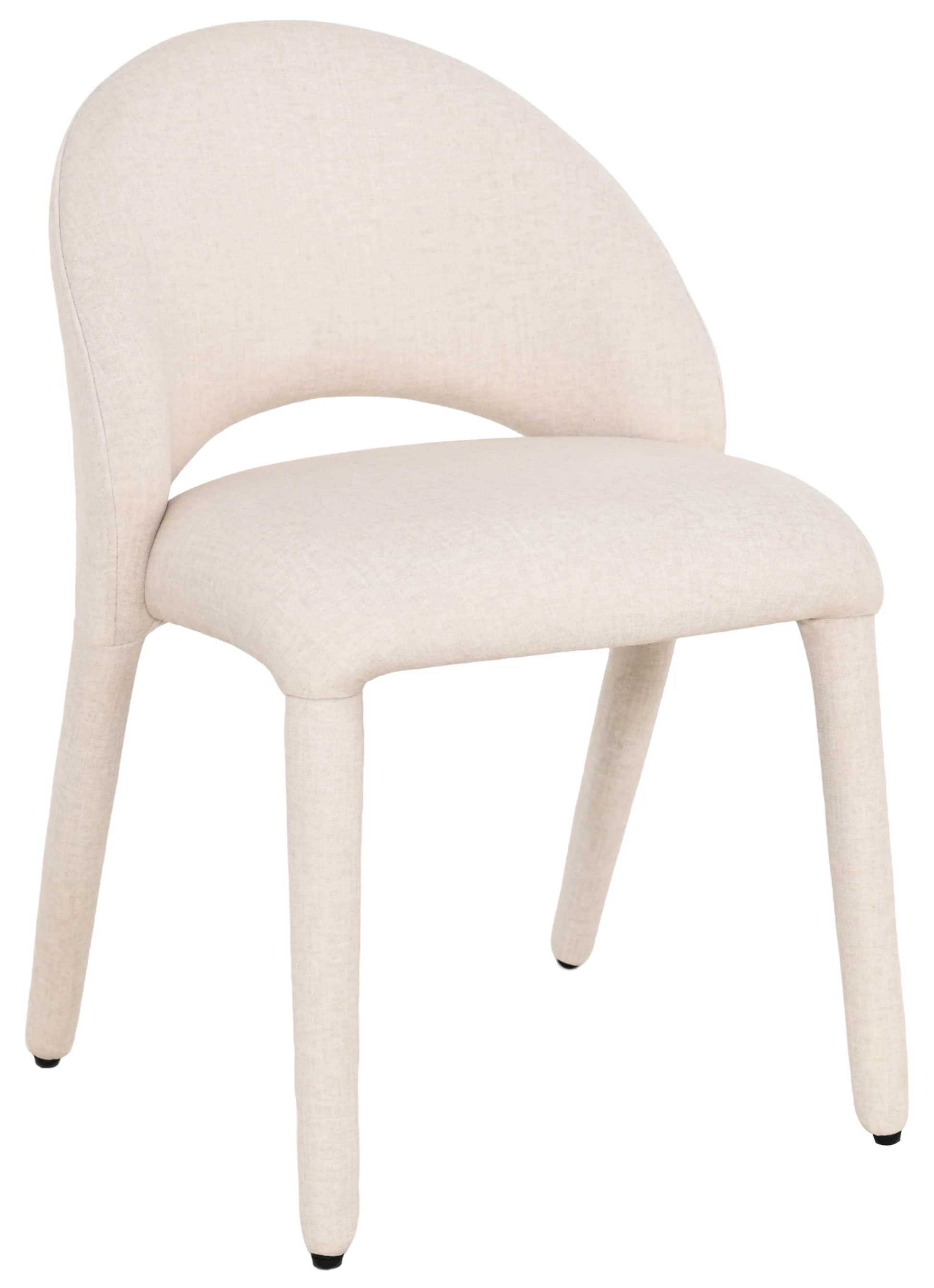 An off-white, fully upholstered dining chair featuring a gracefully curved backrest with a distincti… — 3D model