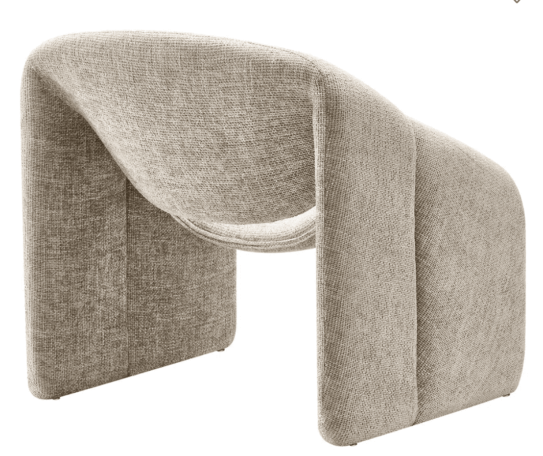 A modern armchair with a distinctive U-shaped base and a continuous, flowing form. The seat and back… — free GLTF 3D model
