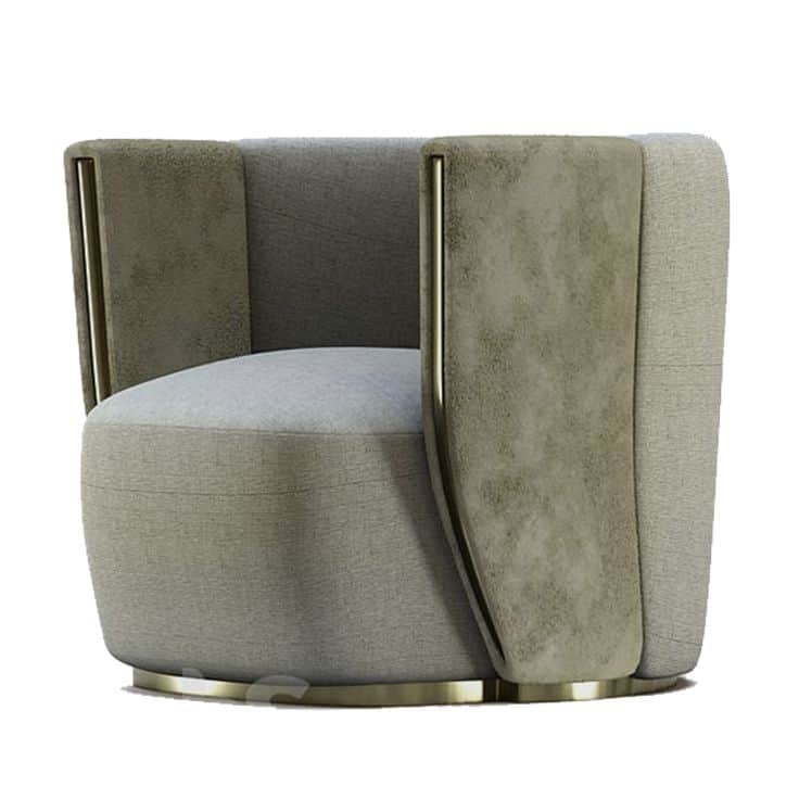 A contemporary swivel lounge chair featuring a plush, rounded design. The chair is fully upholstered… — free OBJ 3D model