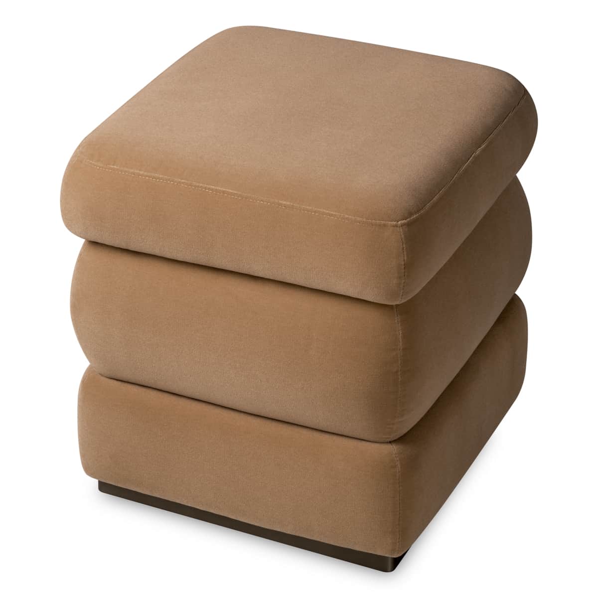 A stacked ottoman with three plush, cushion-like sections. The top two sections appear slightly roun… — 3D model