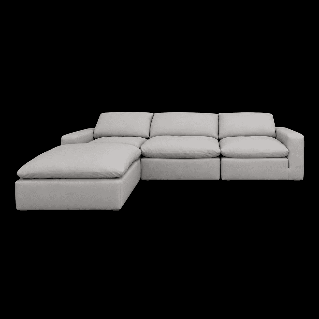 A modular sectional sofa with a chaise lounge extension. The sofa features a low profile, deep seati… — 3D model