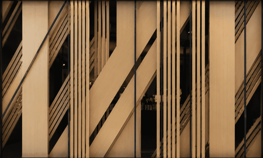 An abstract room divider or partition screen featuring an intricate geometric pattern of light-toned… — 3D model
