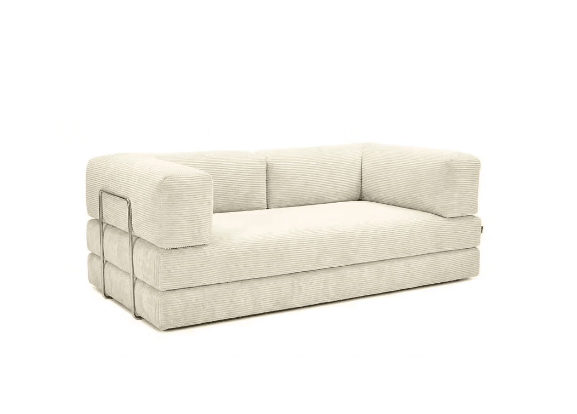 A modular sofa with a low profile and a contemporary design. The upholstery features a corduroy text… — 3D model