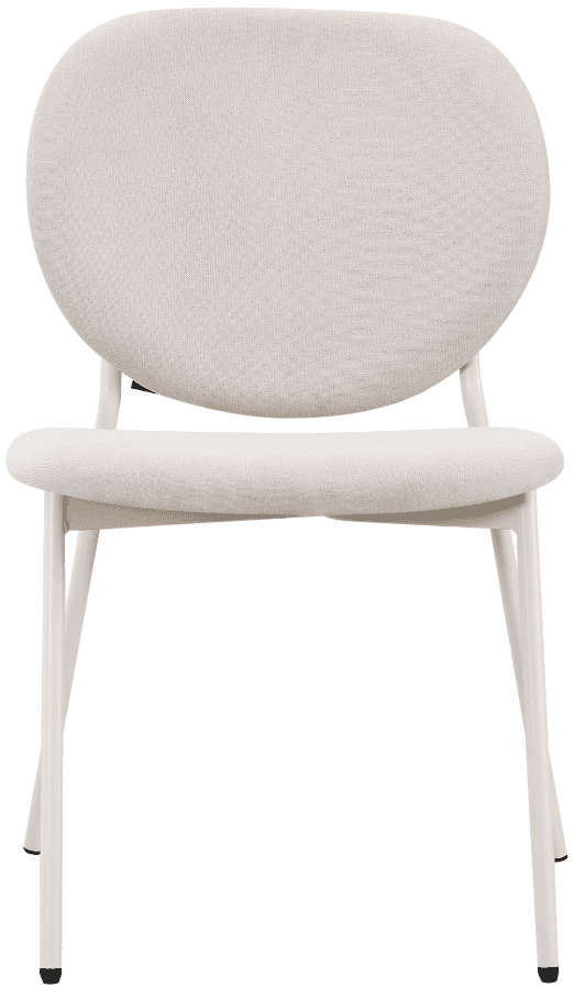 A contemporary dining chair featuring a light beige upholstered seat and a rounded backrest, support… — 3D model