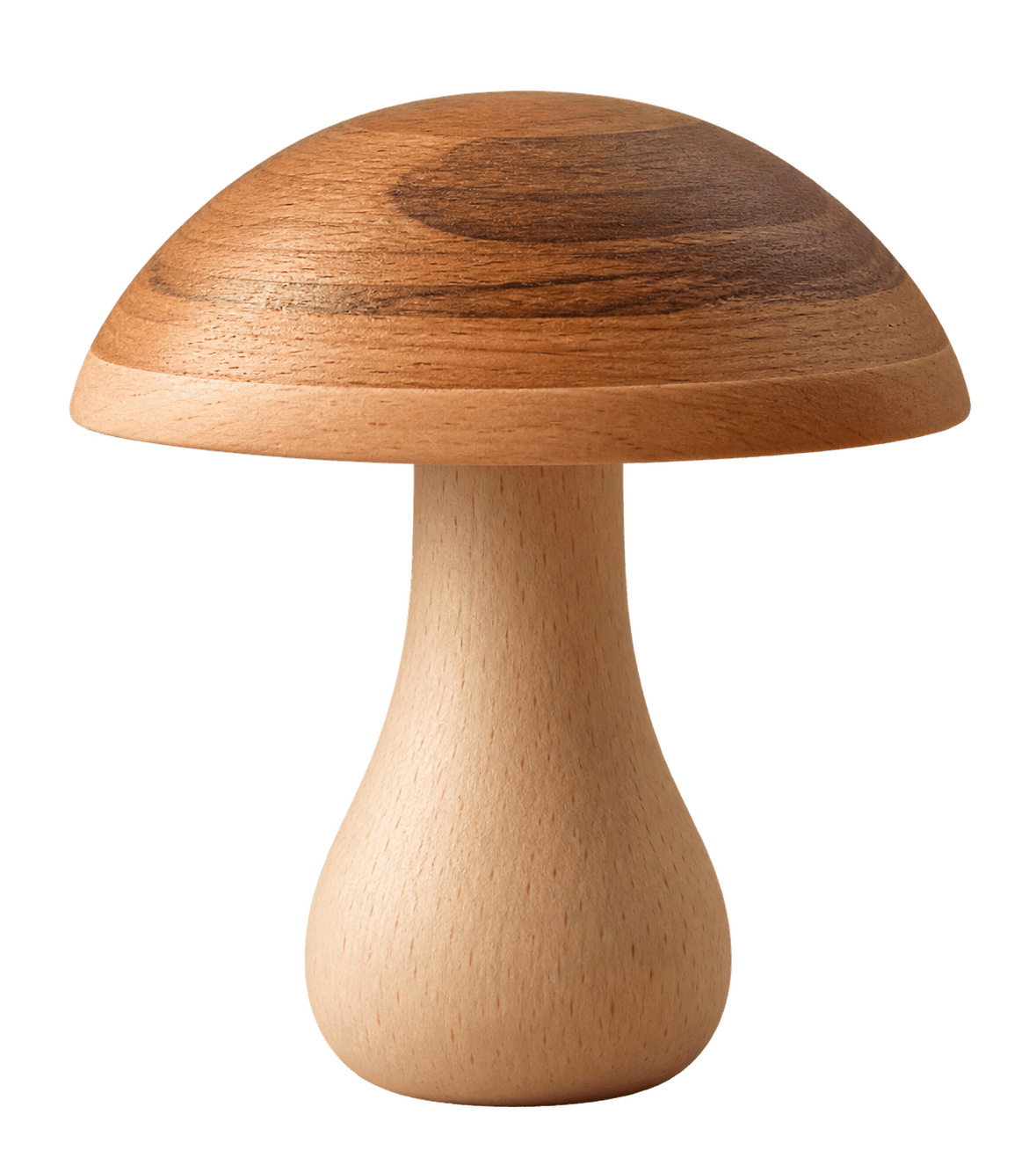 A decorative object crafted from wood, designed in the form of a mushroom. The cap features a darker… — 3D model