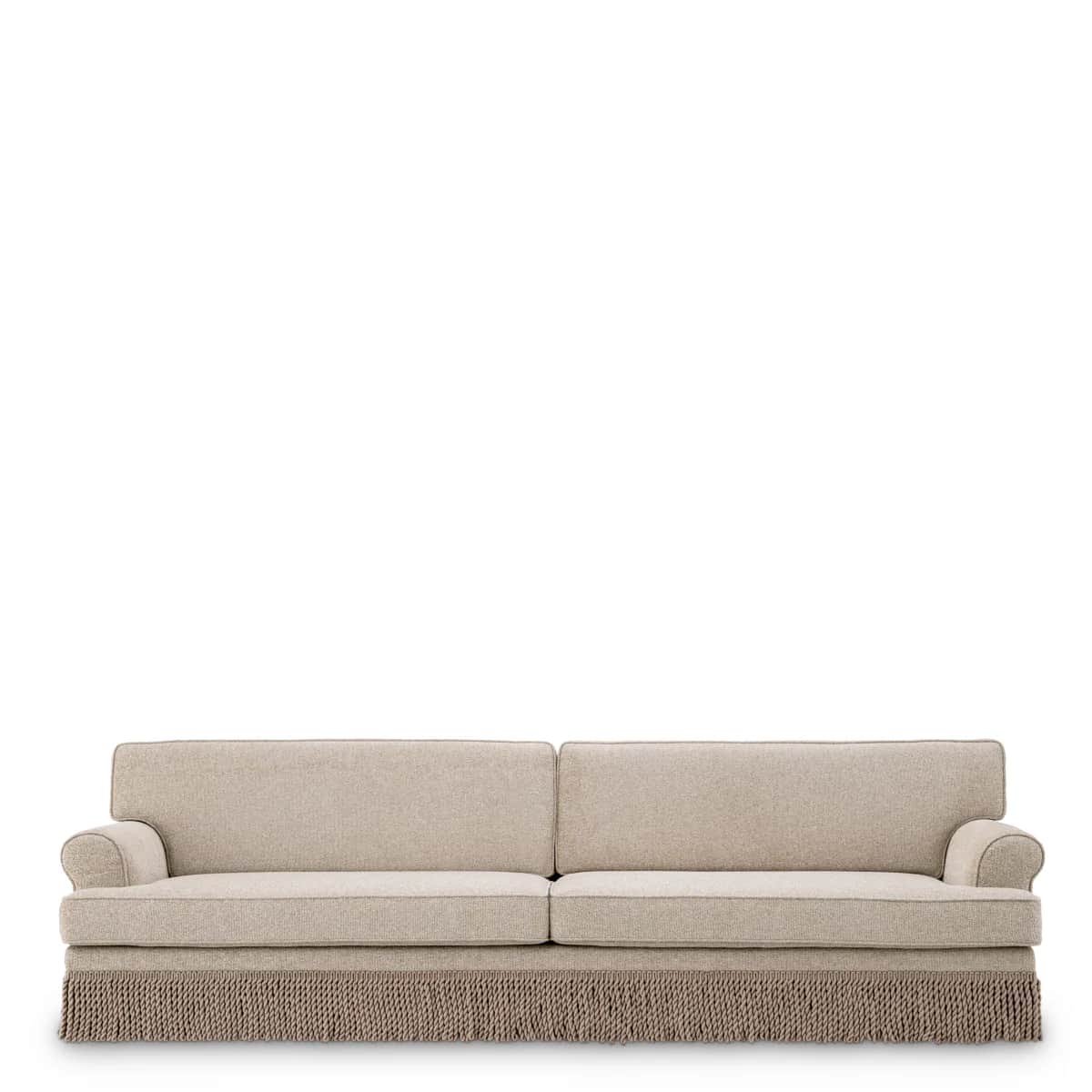 A sofa with a rolled arm on the left side and a straight armrest on the right side. It features a tu… — 3D model