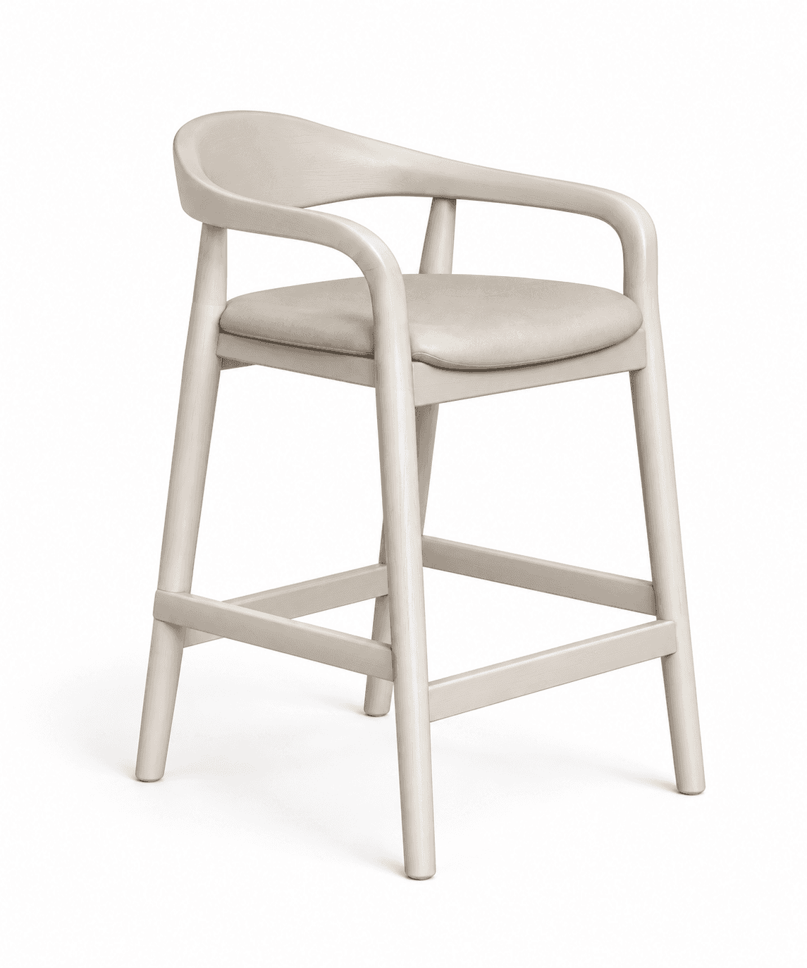 A light beige, modern wooden bar stool with an upholstered seat and integrated, curved armrests and… — free SKP 3D model