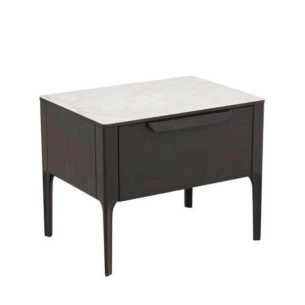 A modern nightstand featuring a dark wood veneer construction with a smooth, integrated drawer. The… — 3D model