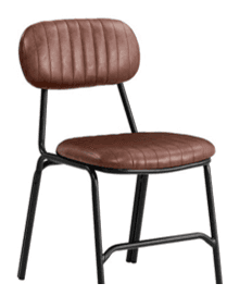 A modern industrial style side chair featuring a black powder-coated metal frame and channel-tufted… — 3D model
