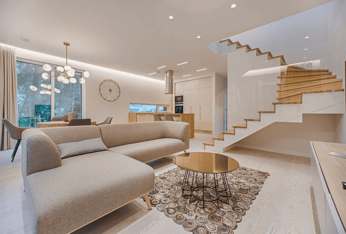 A modern sectional sofa with a chaise lounge extension. The sofa features a low profile, clean lines… — free GLTF 3D model