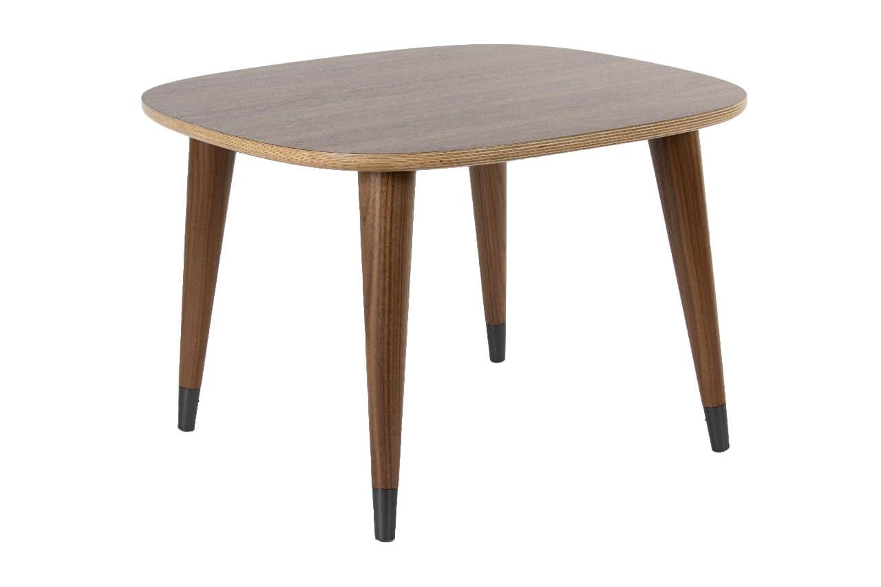 A small, contemporary side table with a dark wood-grain finish rectangular top featuring rounded cor… — 3D model