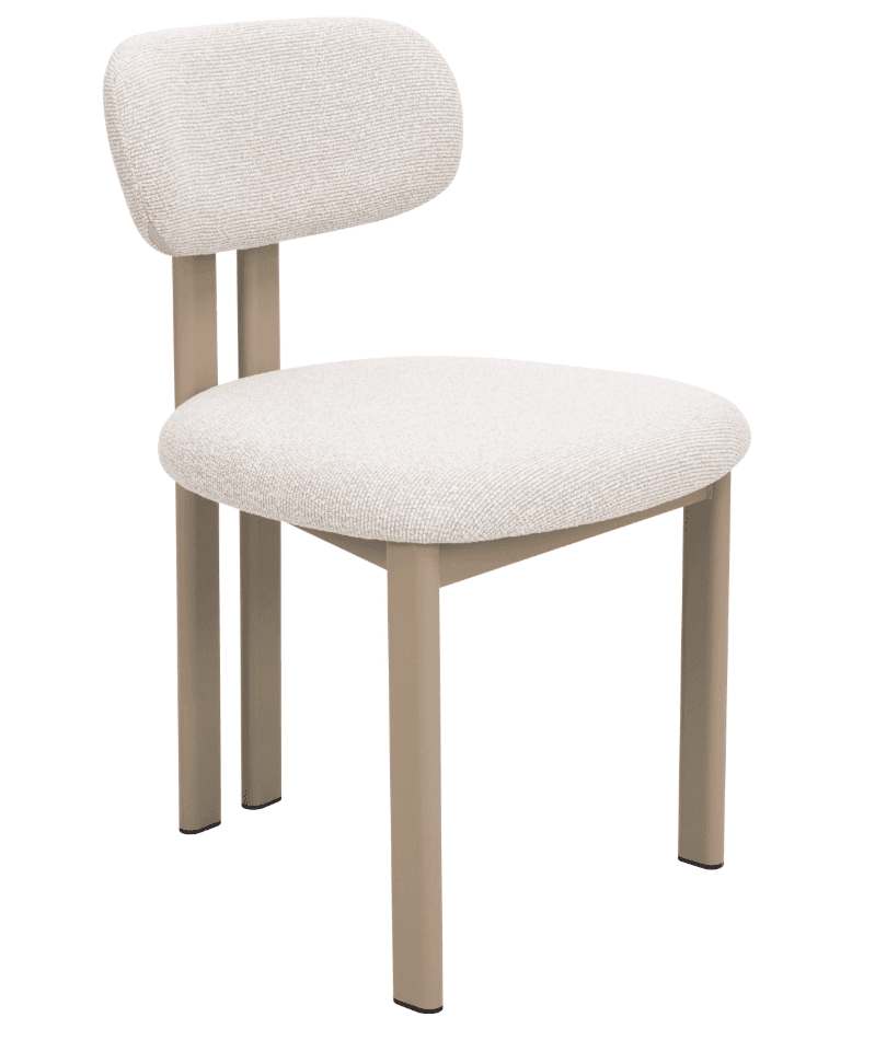 A contemporary armless chair featuring an upholstered seat and a detached, rounded backrest. The cha… — 3D model