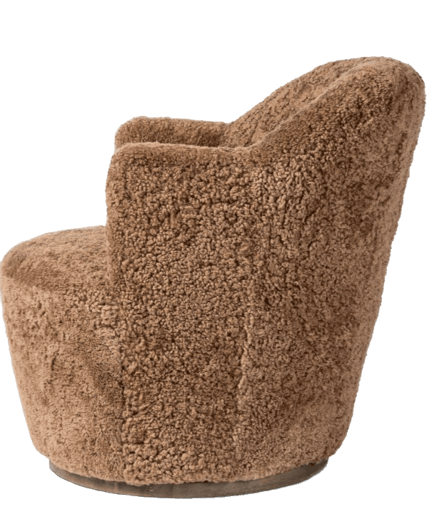 A plush, upholstered armchair with a rounded silhouette. The chair features a barrel-shaped base and… — 3D model