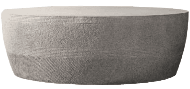 A round coffee table with a drum-shaped base. The surface is flat and circular. The base features ho… — free BLEND 3D model