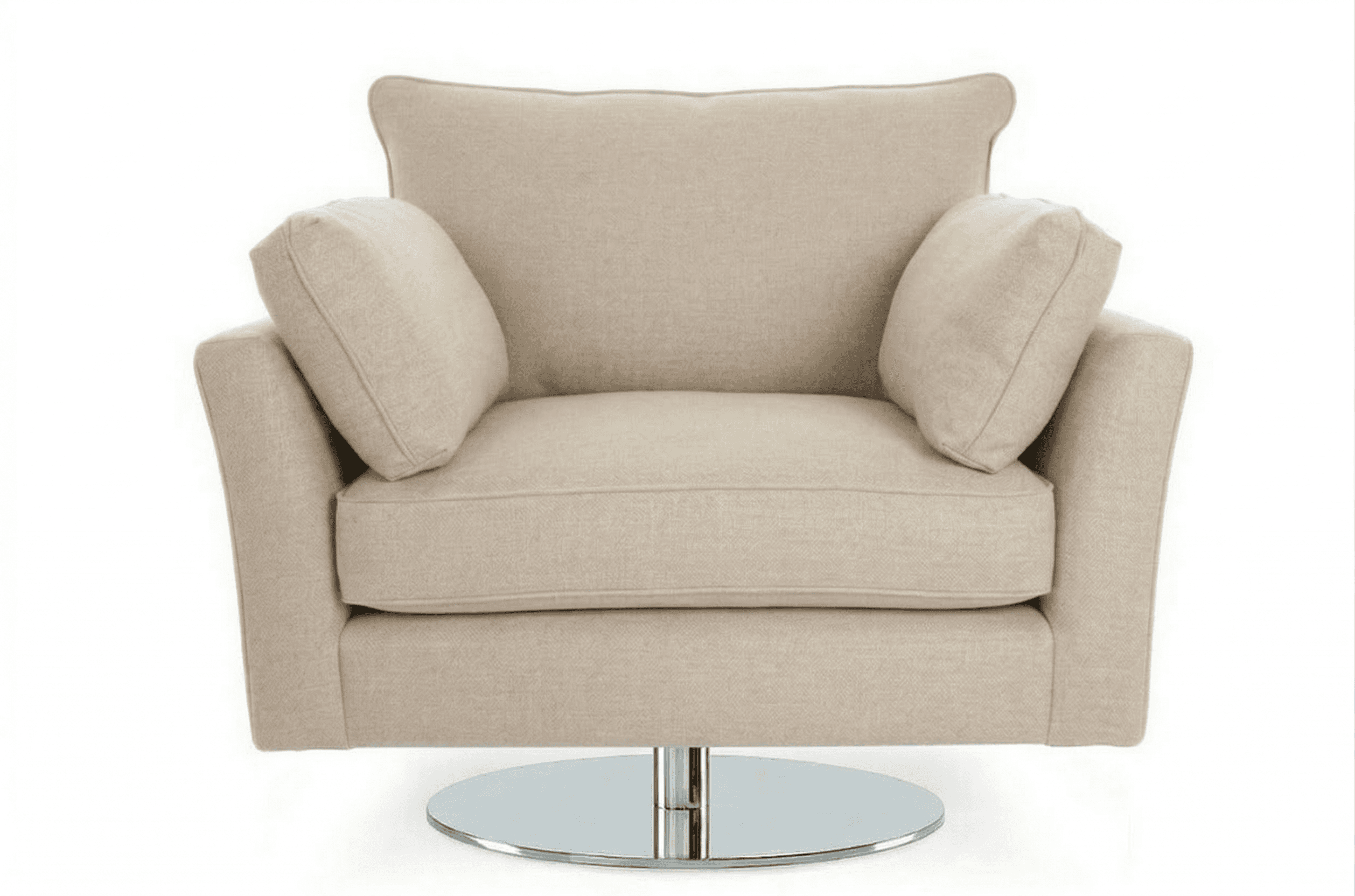 A contemporary armchair upholstered in a textured, light beige fabric. It features a plush seat cush… — 3D model
