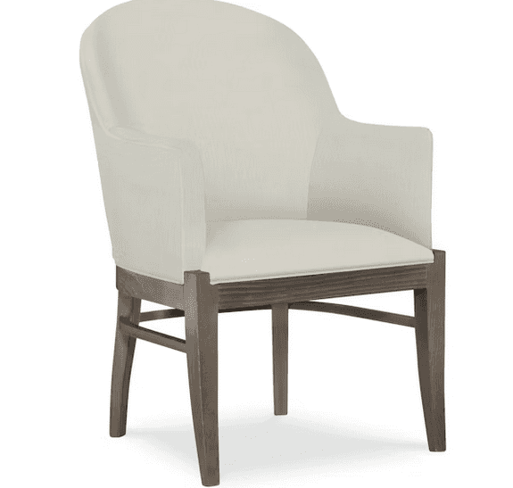 A cream-colored armchair with a high, curved back and upholstered arms. The seat is also upholstered… — free GLTF 3D model