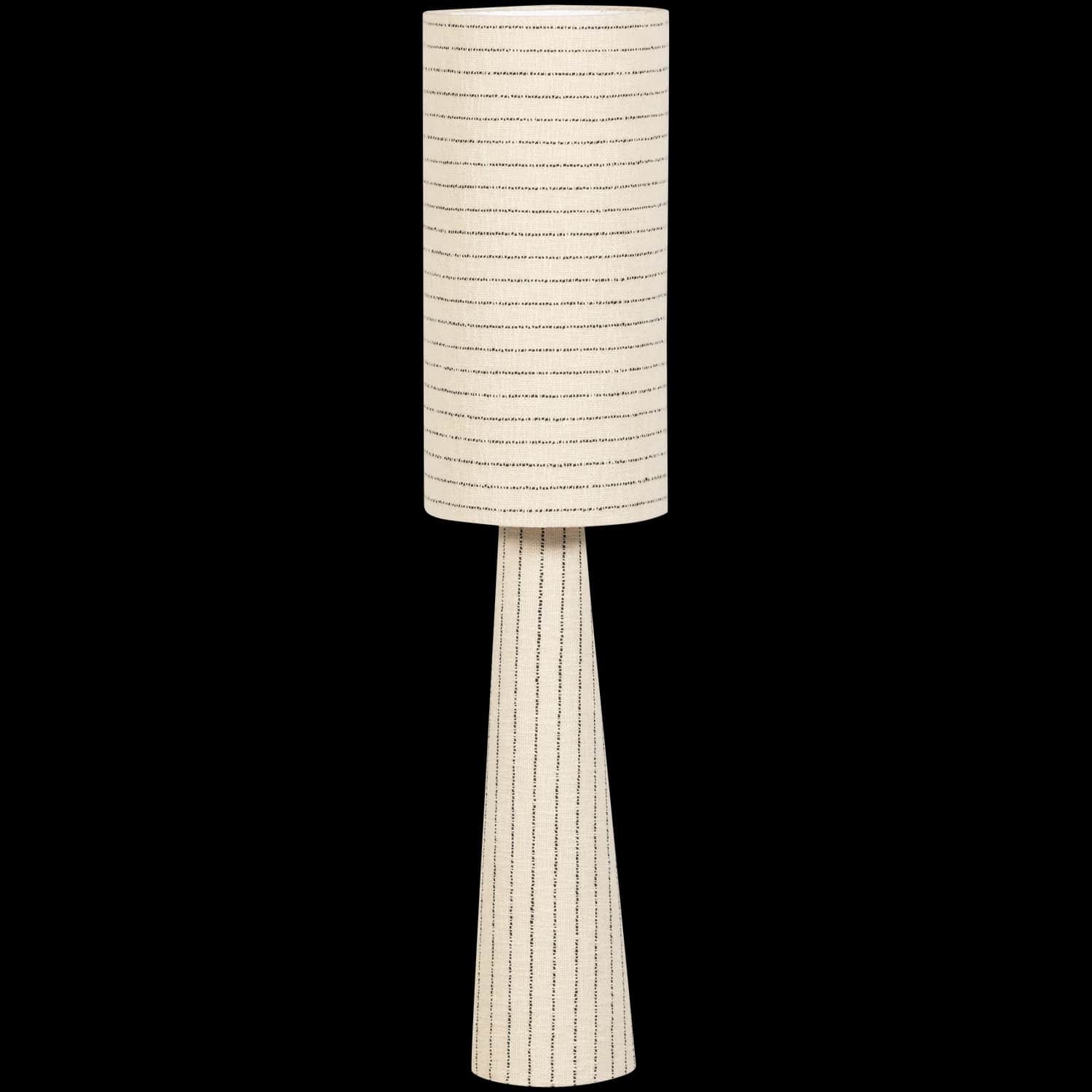 A floor lamp with a cylindrical lampshade and a conical base. The lampshade and base are covered in… — free FBX 3D model