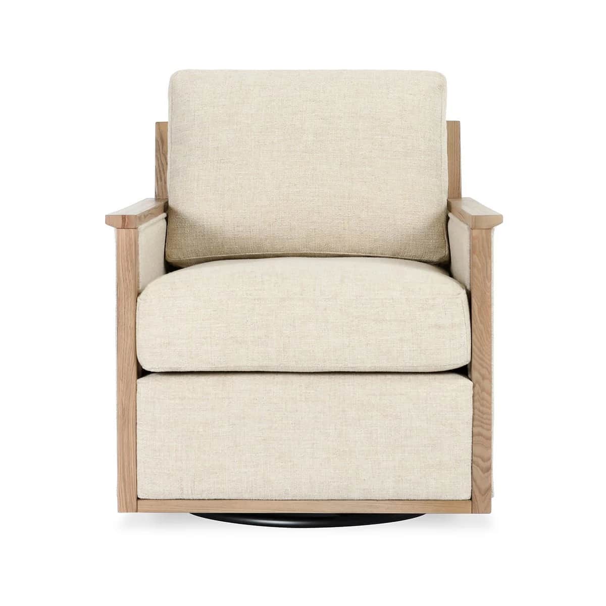 A modern accent chair with a wooden frame and upholstered seat and back cushions. The chair features… — 3D model