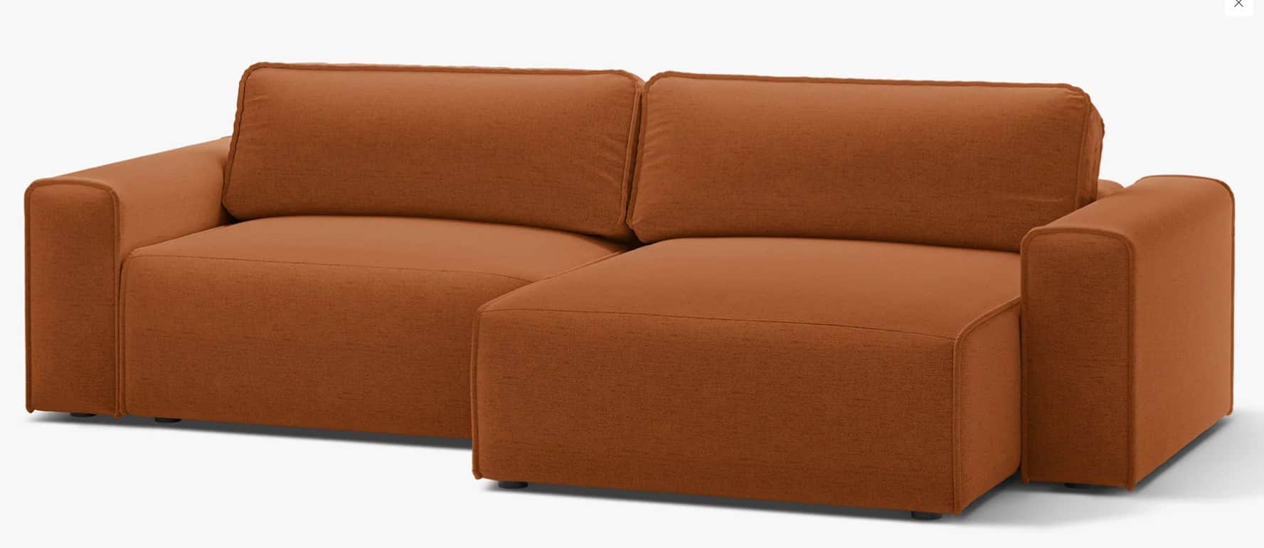 A modern sectional sofa featuring a two-seater segment and a chaise lounge, upholstered in a texture… — 3D model