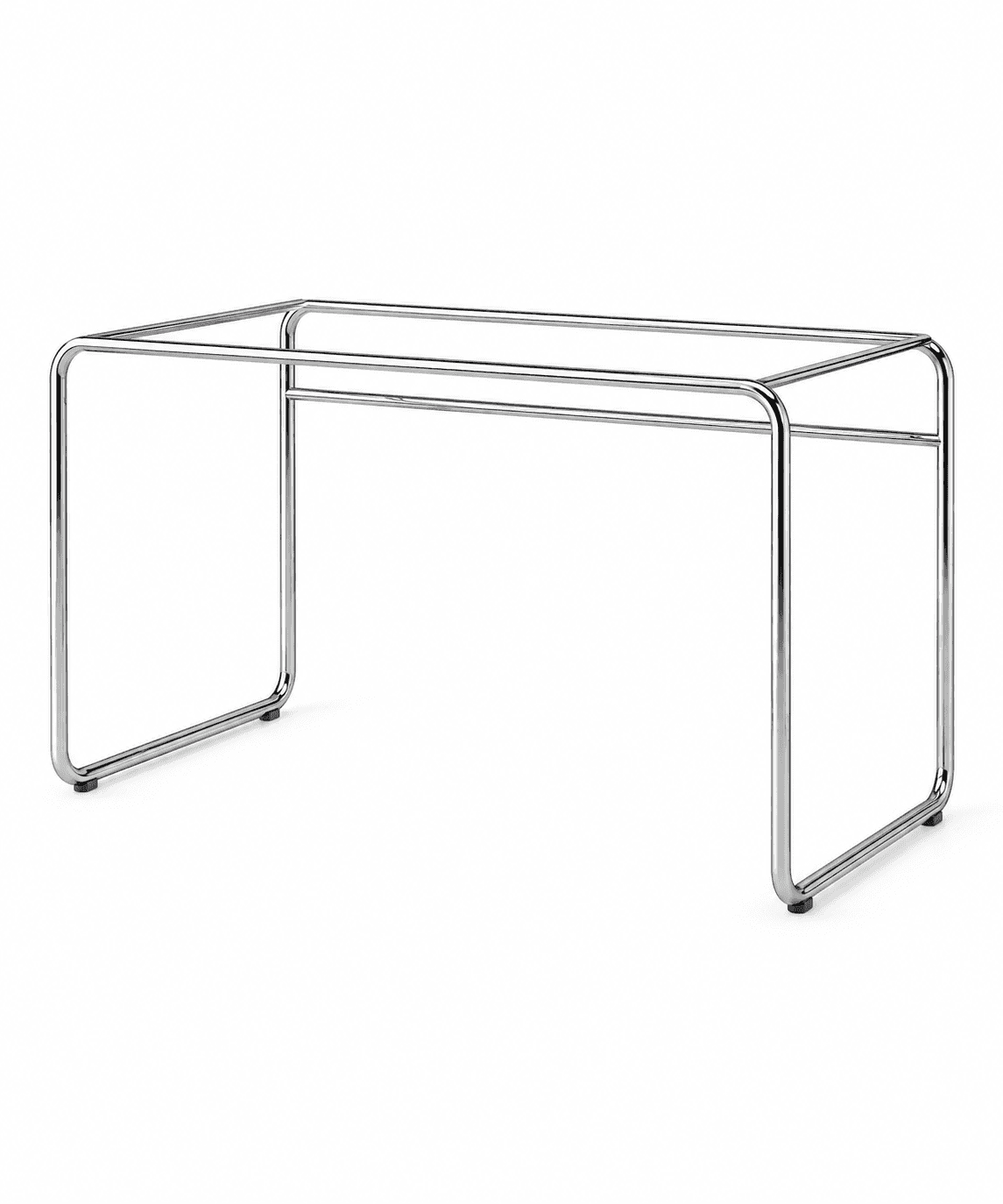 A minimalist table base constructed from bent tubular chrome-plated steel. The design features two U… — 3D model