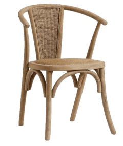 A classic Thonet-style bentwood dining armchair with a natural wood finish, featuring a curved frame… — 3D model