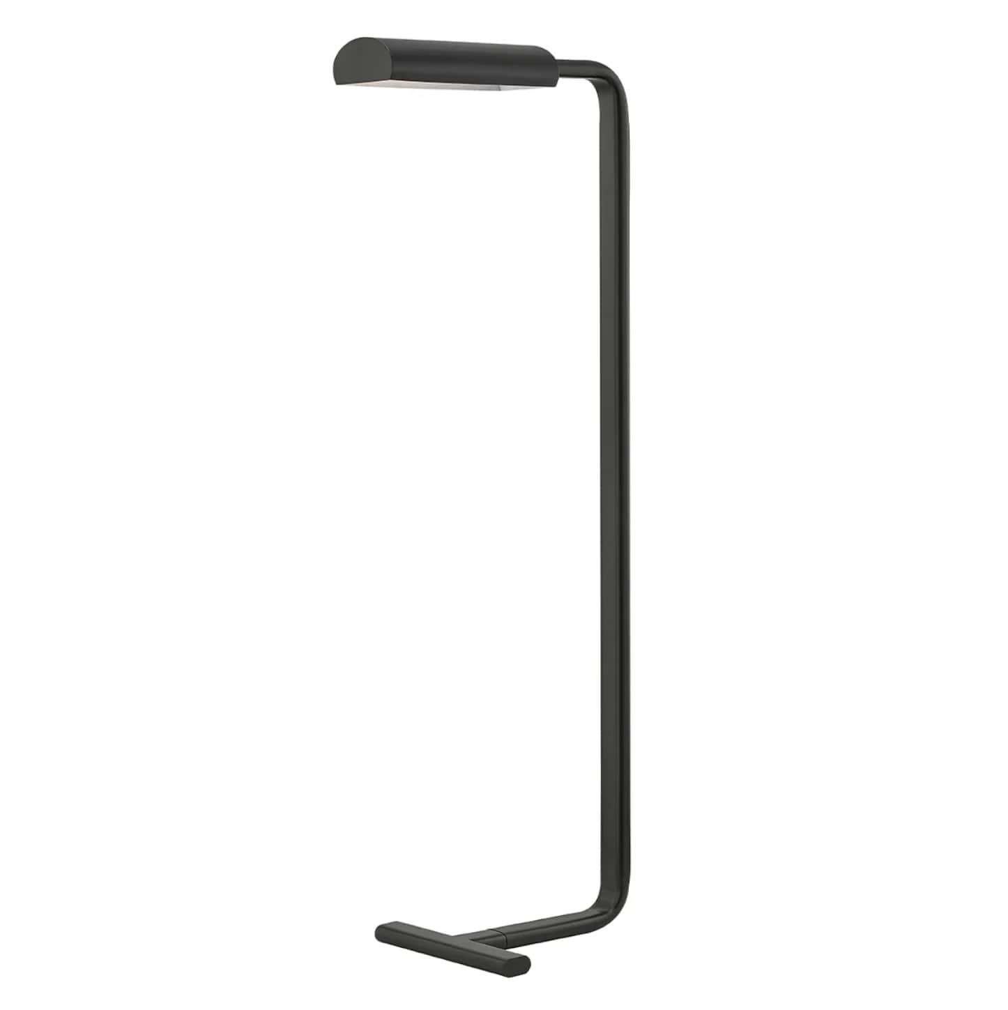 A sleek, modern floor lamp featuring an L-shaped black metal frame with an integrated LED light sour… — 3D model