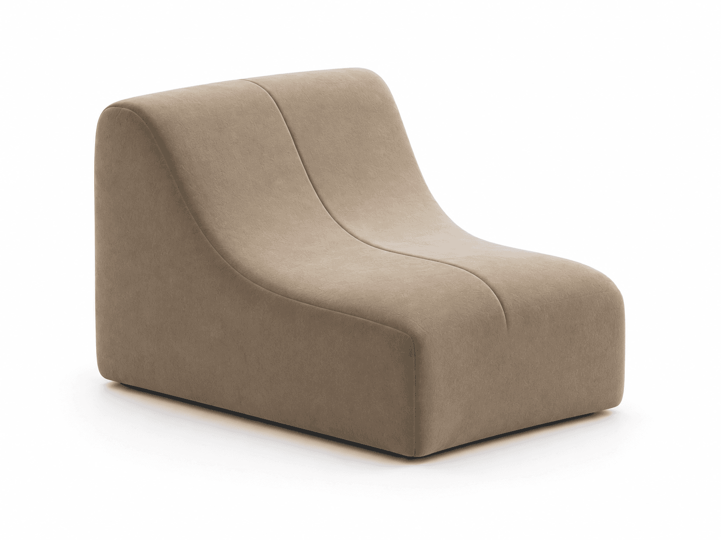 A modern, armless lounge chair with a monolithic and sculptural form, fully upholstered in a light b… — free OBJ 3D model