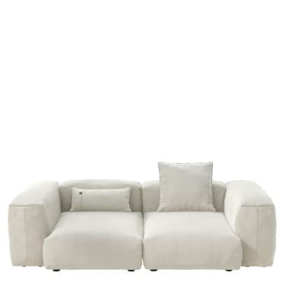 A light beige, two-piece modular sectional sofa featuring a chaise lounge component and an armless s… — free SKP 3D model