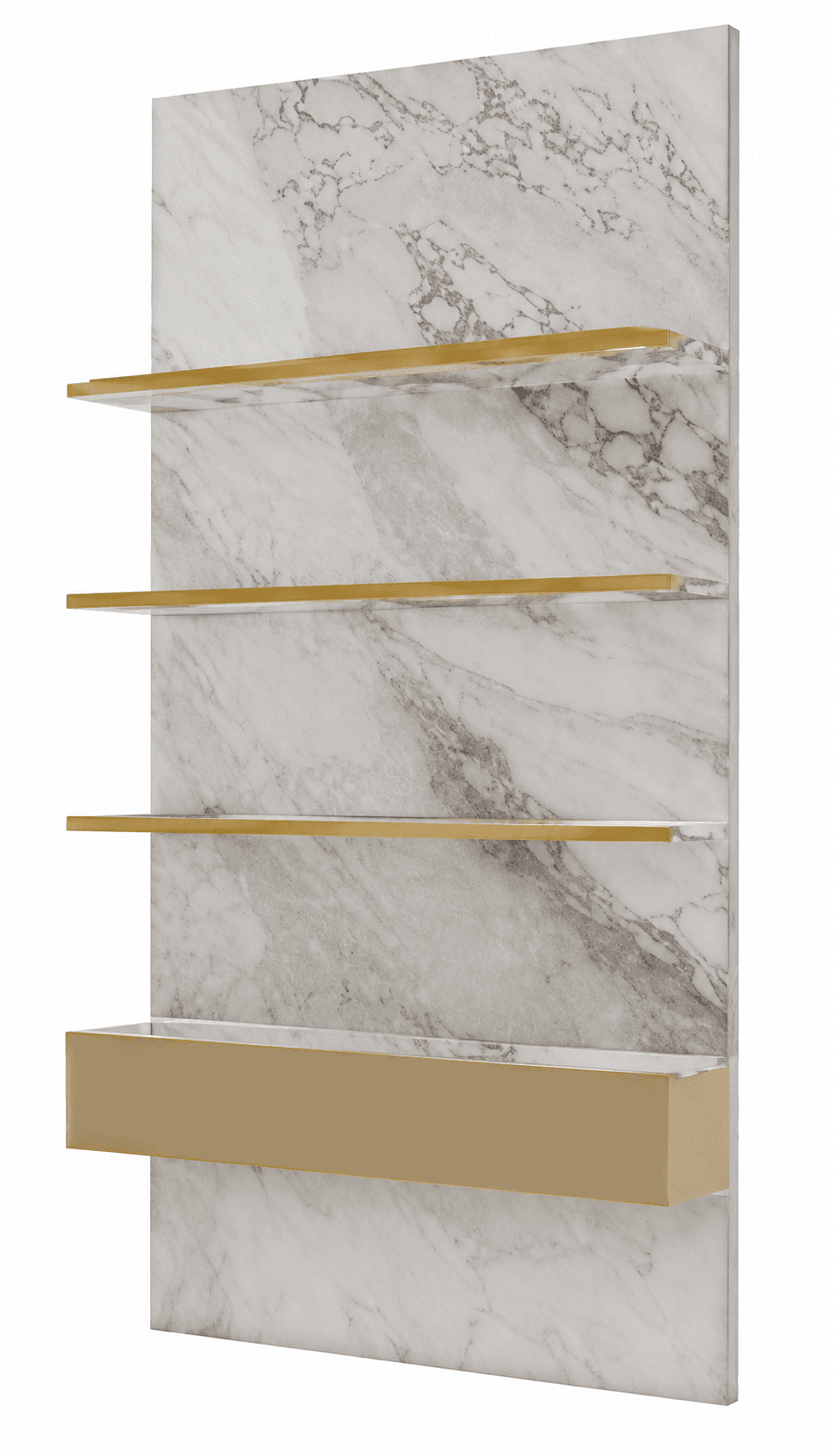 A tall, rectangular wall-mounted unit featuring a large white marble back panel with grey veining. T… — 3D model