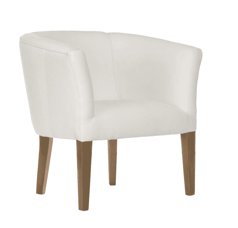 An upholstered barrel back armchair featuring a continuous curved back and integrated arms, resting… — 3D model
