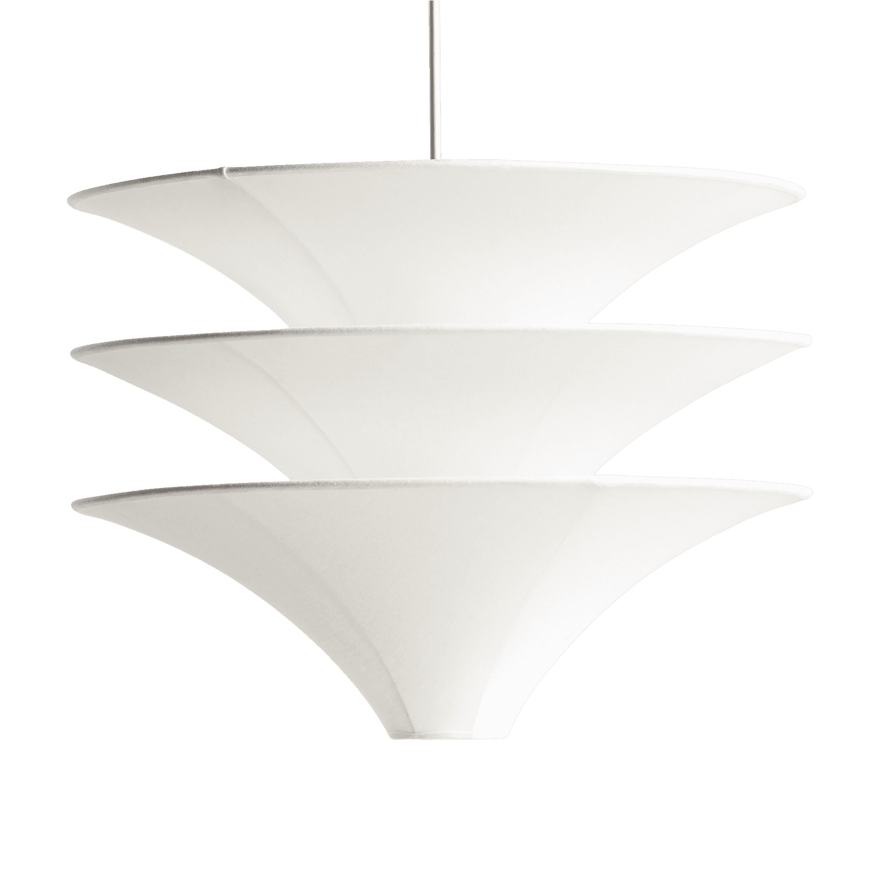 A modern or Mid-Century Modern pendant light featuring three stacked, concave, bowl-shaped shades ma… — 3D model