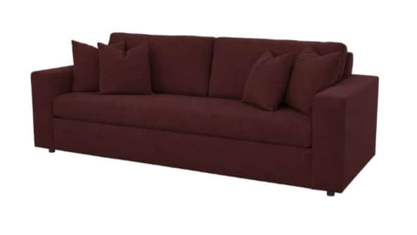 A three-seater sofa with a contemporary design. It features a rectangular silhouette with thick, blo… — free OBJ 3D model