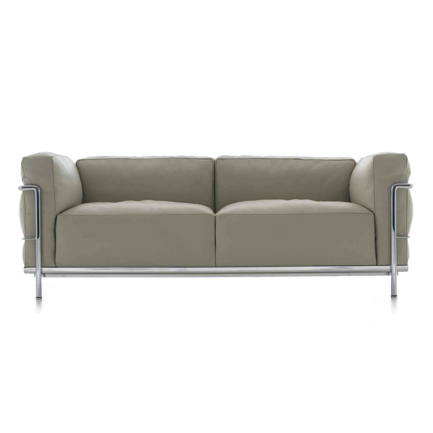 A modern two-seater sofa with a minimalist design. It features a sleek, low-profile silhouette with… — 3D model