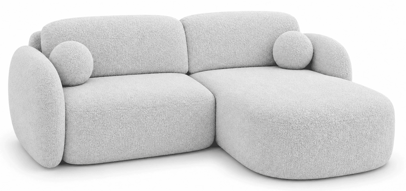 An L-shaped contemporary sectional sofa featuring soft, rounded contours and upholstered in a light,… — 3D model