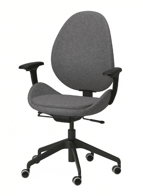 A modern ergonomic office chair featuring a contoured grey fabric upholstered seat and backrest, mou… — 3D model