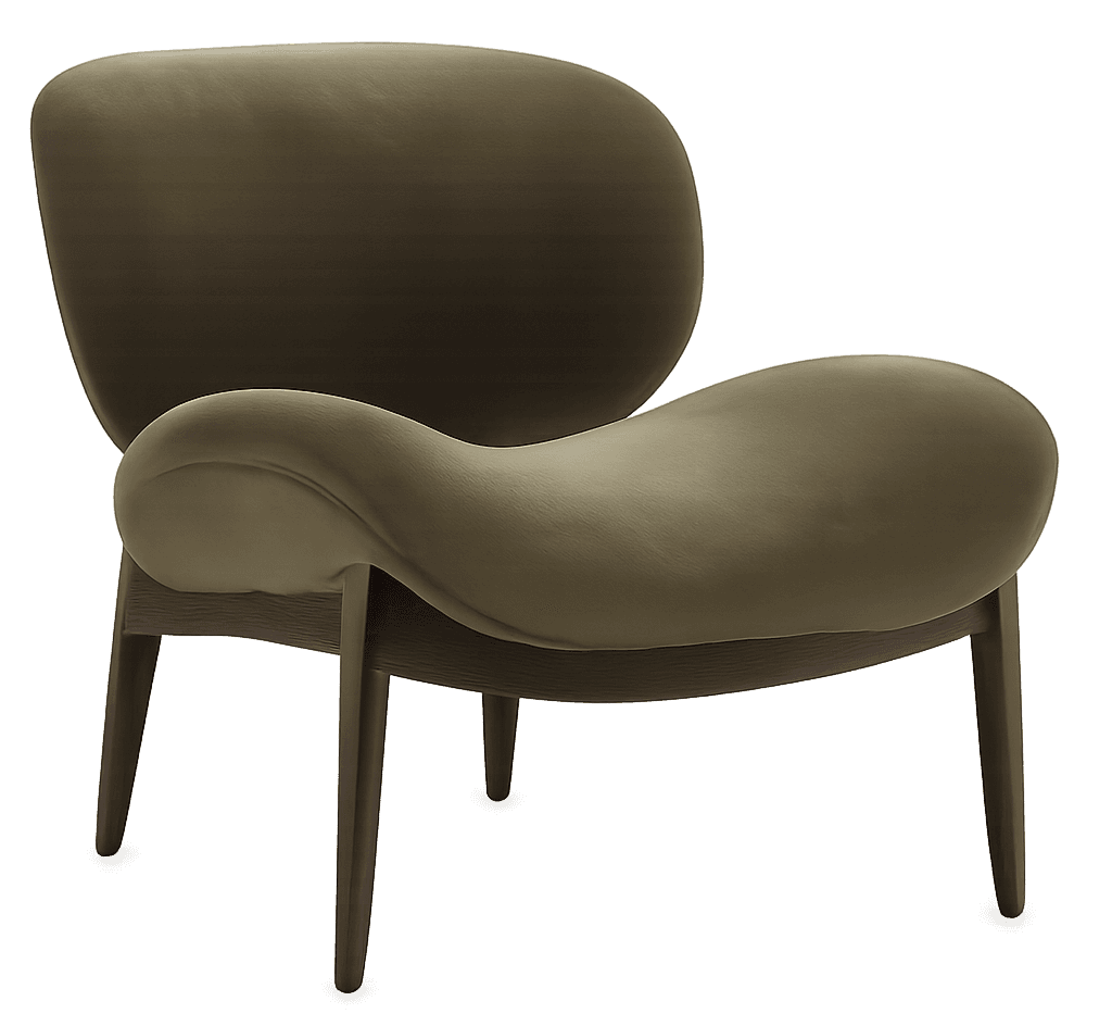 A contemporary armchair with a distinctive organic shape, featuring a high, enveloping backrest and… — free OBJ 3D model