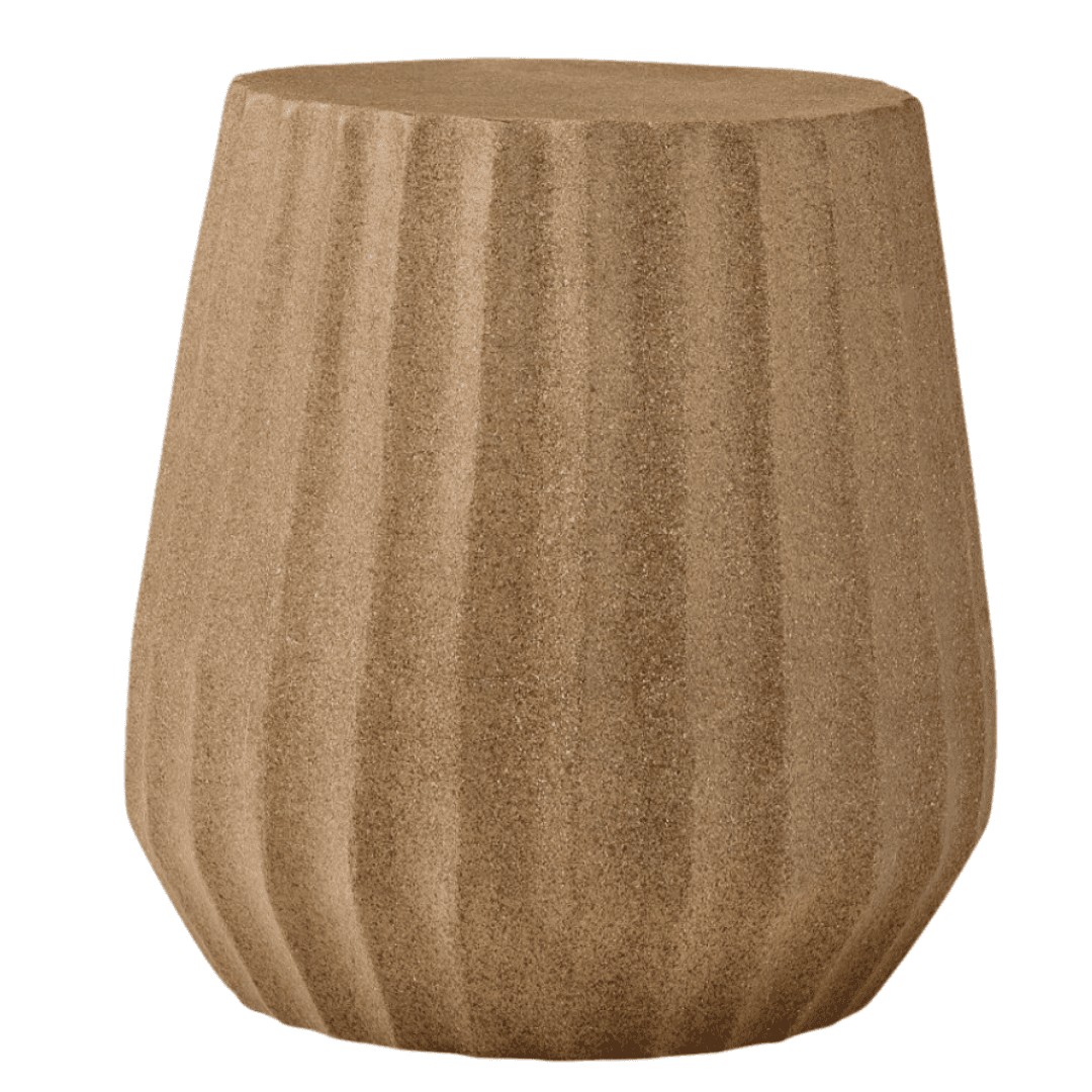 A contemporary, cylindrical accent stool with a tapered profile, featuring a unique vertical fluted… — 3D model