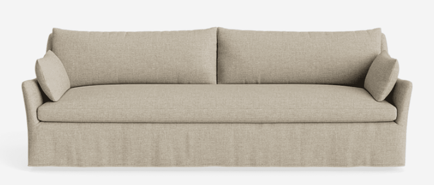 A contemporary three-seater sofa upholstered in a light beige textured fabric, featuring a clean-lin… — free SKP 3D model