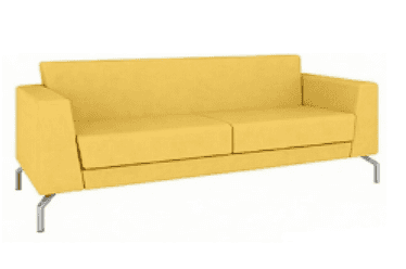 A modern yellow sofa with clean lines and a sleek design. It features a two-cushion seat and a high… — free GLTF 3D model